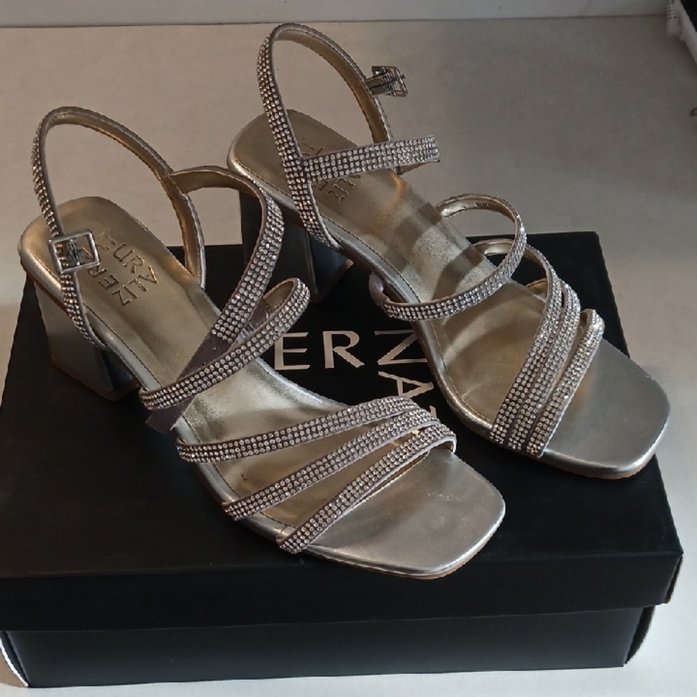 Naturalizer Silver Heels with Strappy Design